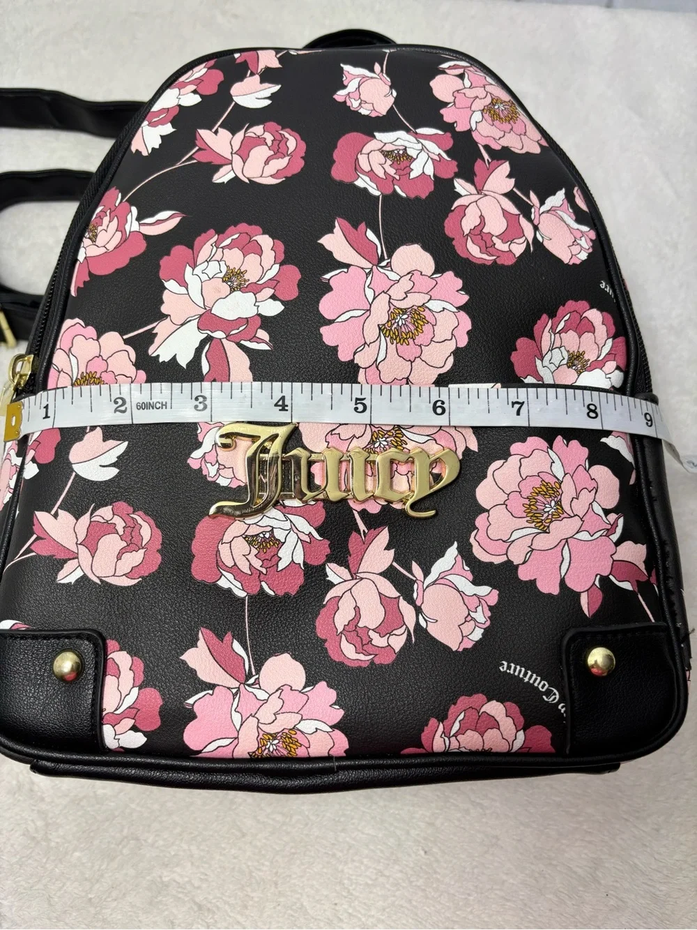 Juicy Couture‎ Black Floral Mini Backpack with Pink Blooms